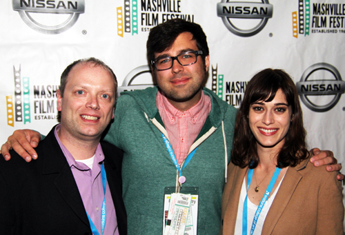 Festival Director Brian Owens with writer/director Michael Mohan and actress Lizzy Caplan (Save the Date)