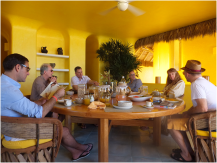 Breakfast with our little group: Steve, Cort, Paul Louis, John, Jarrett, David Zellner