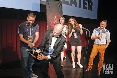 The crew from Mexican film, Here Comes The Devil, winning Best everything in the Horror section in 2012