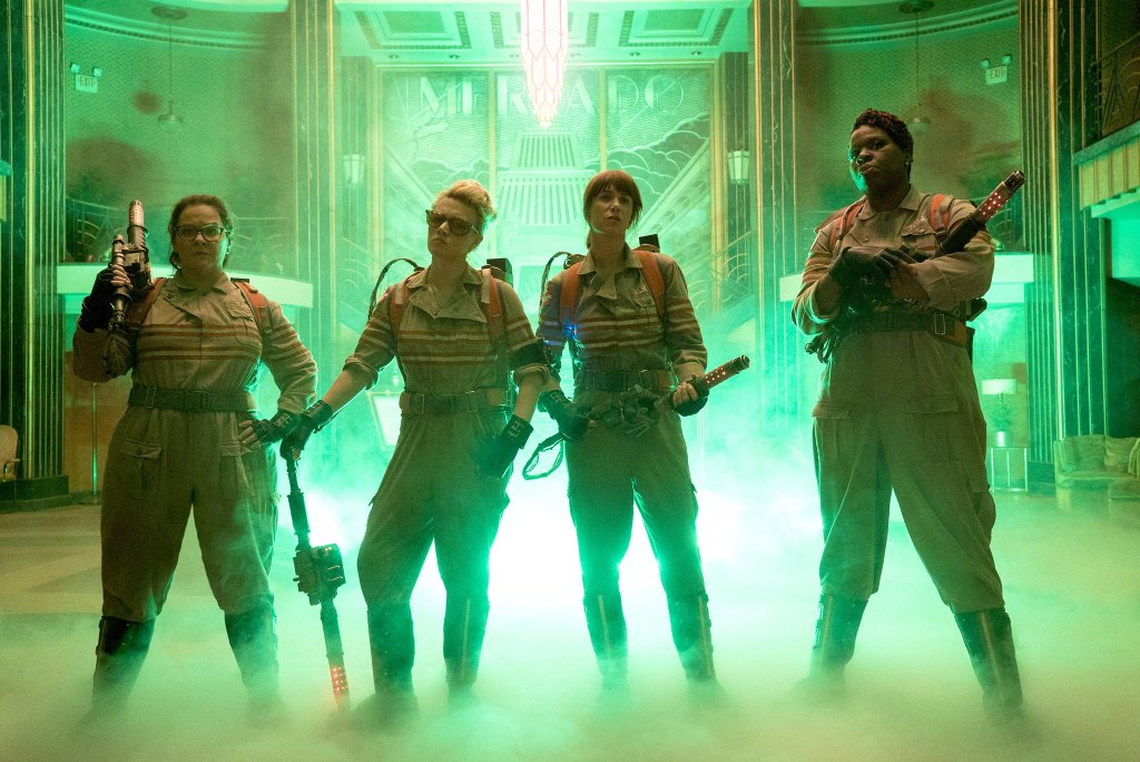 Melissa McCarthy, Kate McKinnon, Kristen Wiig, and Leslie Jones in GHOSTBUSTERS reboot