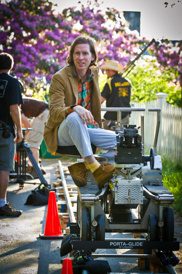 Wes Anderson on the set of Moonrise Kingdom