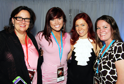 NaFF staff Cynthia Kear, Taylor Bugos, and Jenny Nichols with actress Carrie Preston at the Opening Night Party
