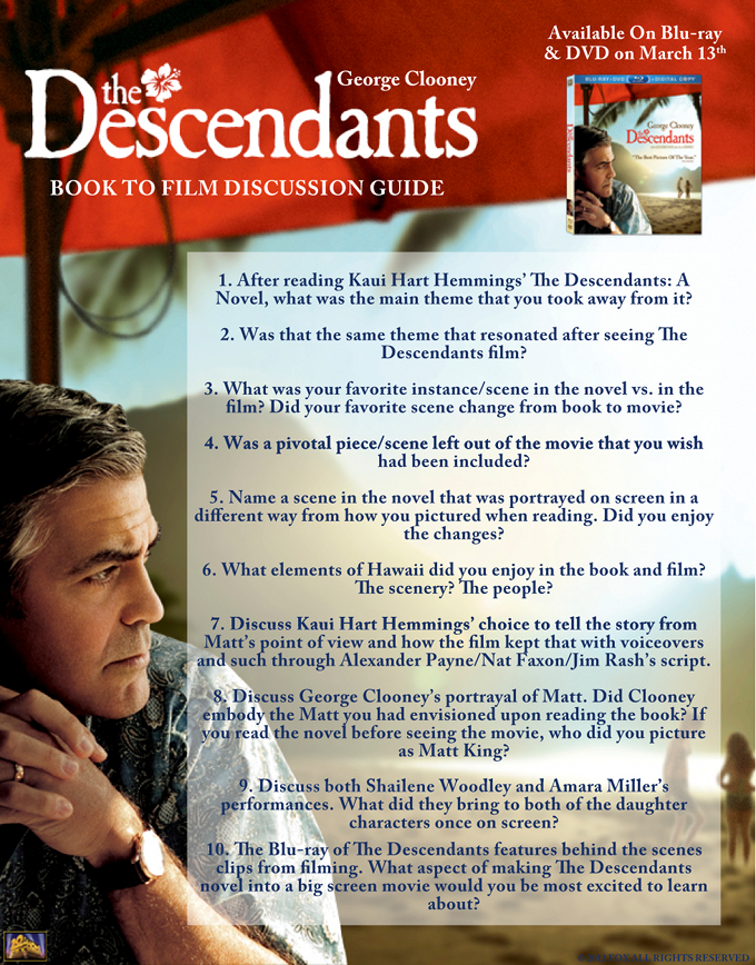 The Descendants Book To Film Study Guide