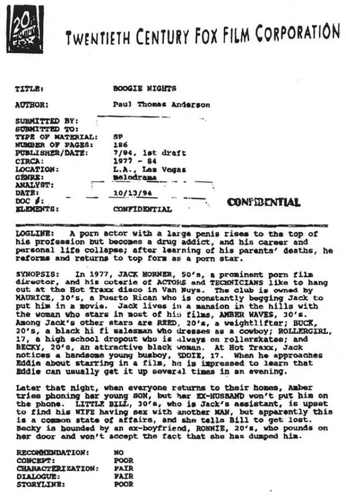 Boogie Nights Memo