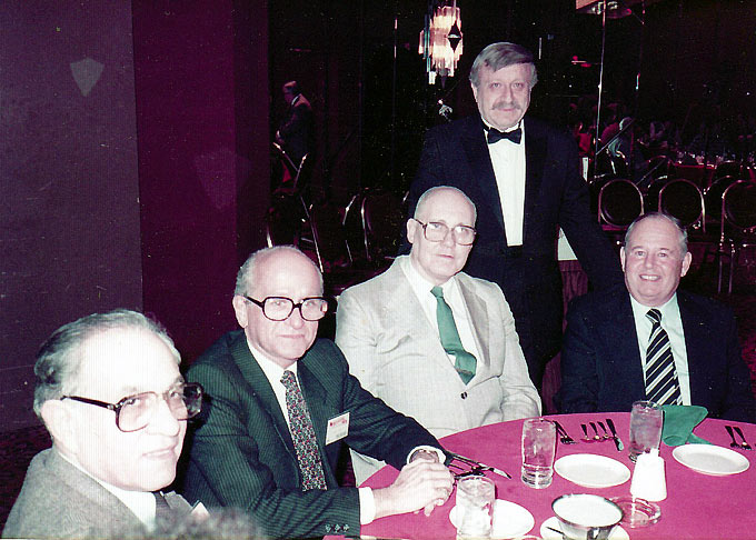 Herb Graff (standing) at one of the Syracuse Cinefests w-Samuel K. Rubin, Richard Gordon, William K. Everson, Alex Gordon