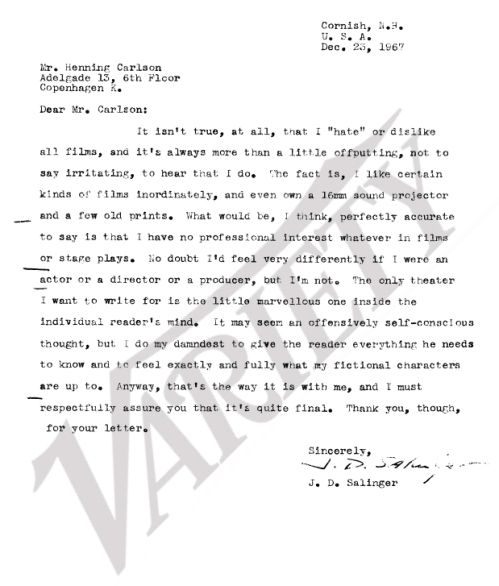 Salinger letter