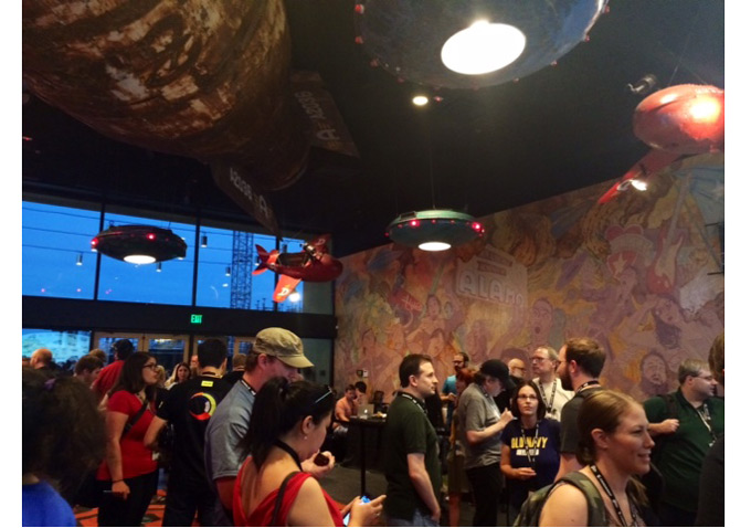 Fans congregate in lobby at Austin's Alamo Drafthouse Lamar