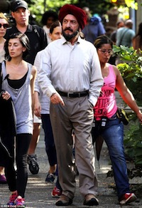 Ben Kingsley on the set of 'Learning to Drive'