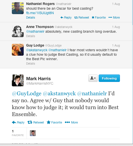 Casting Oscar tweet