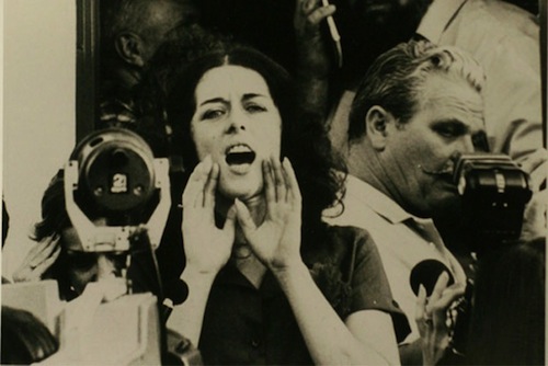 Lois Gibbs, leader of Love Canal Homeowners Association, holding hostage EPA representatives.