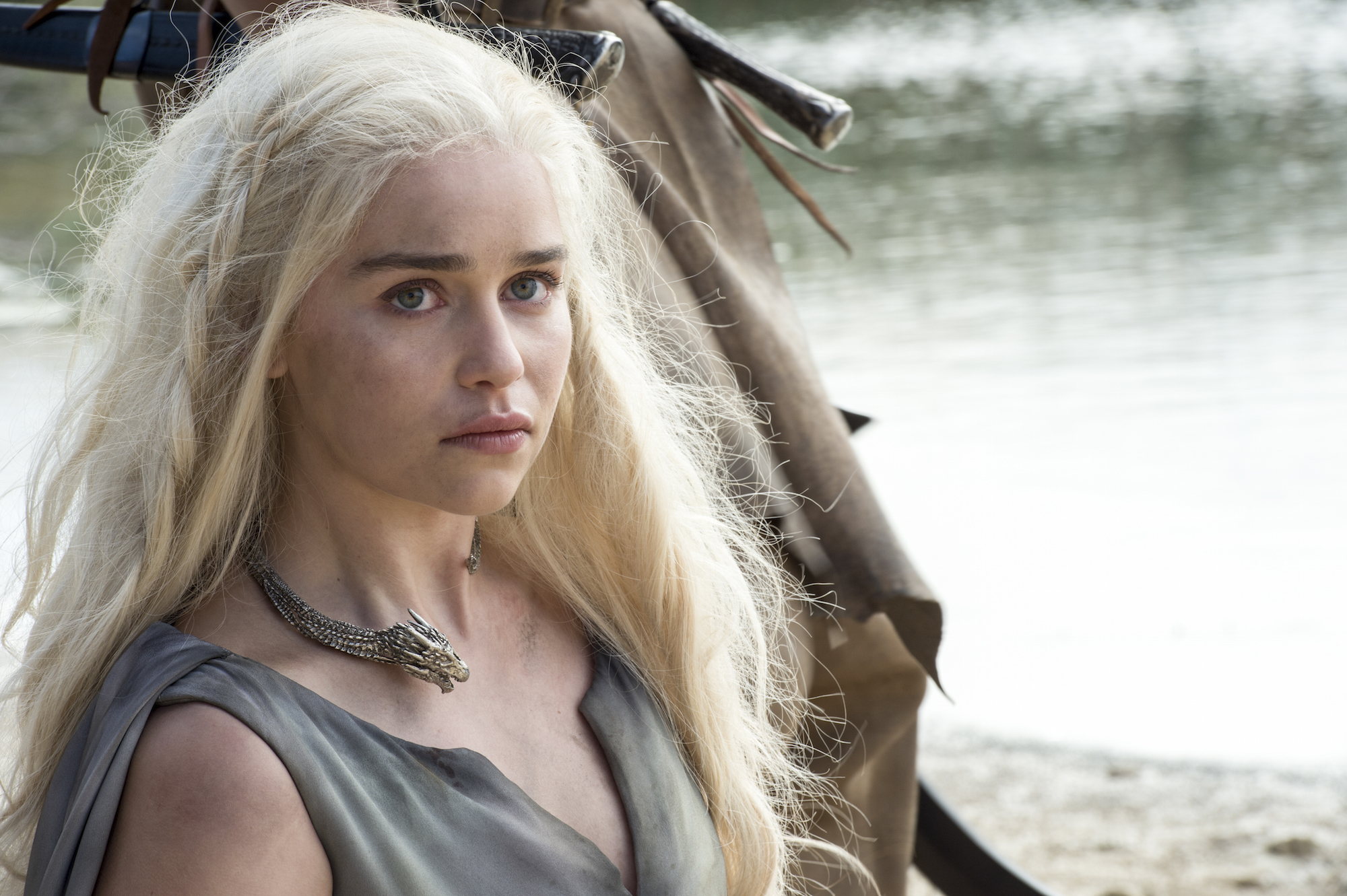 Emilia Clarke as Daenerys Targaryen.